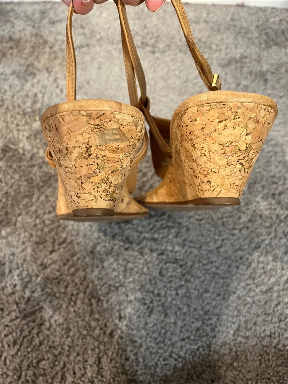 Tory Burch tan leather wedge sandals